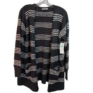 NWT Pink Clover From Stitch Fix XL Gray W/ White Stripes Open Cardigan